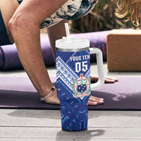 Toa Samoa Rugby Custom Tumbler With Handle Samoan Pride With Tribal Pattern - Polynesian Pride
