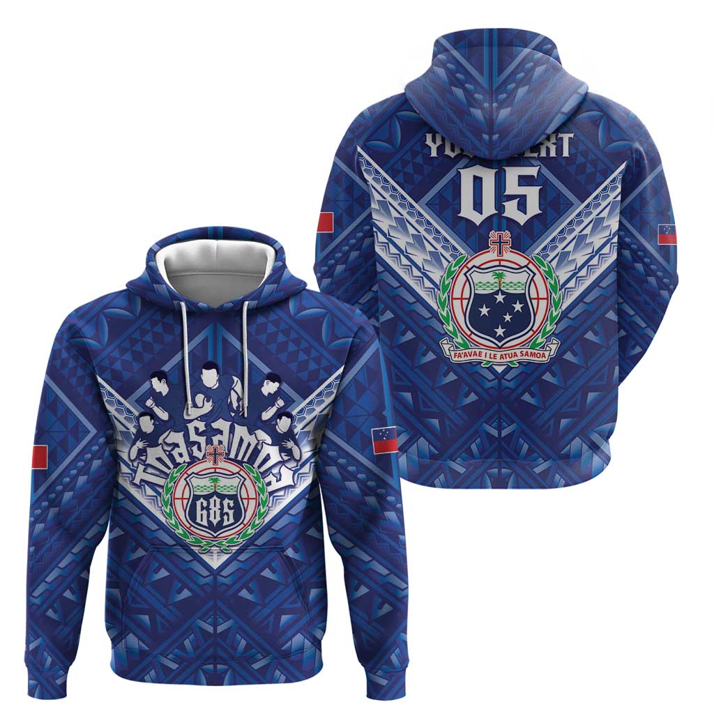 Toa Samoa Rugby Custom Zip Hoodie Samoan Pride With Tribal Pattern - Polynesian Pride
