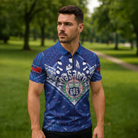Toa Samoa Rugby Custom Zipper Polo Shirt Samoan Pride With Tribal Pattern - Polynesian Pride