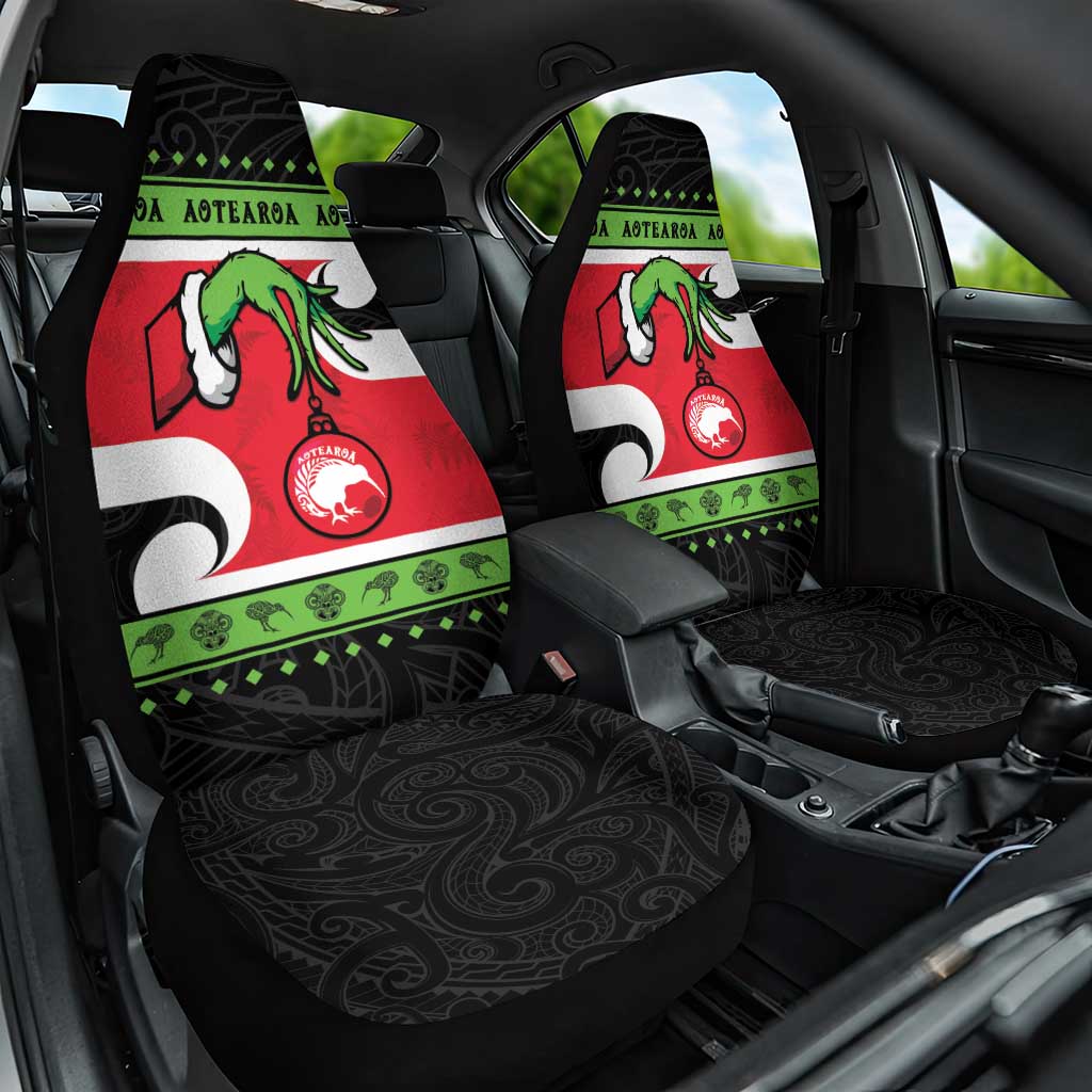 New Zealand Funny Christmas Car Seat Cover Maori Tiki LT05 One Size Black - Polynesian Pride