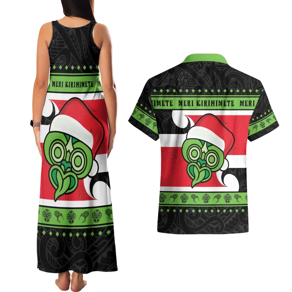 New Zealand Funny Christmas Couples Matching Tank Maxi Dress and Hawaiian Shirt Maori Tiki LT05 - Polynesian Pride