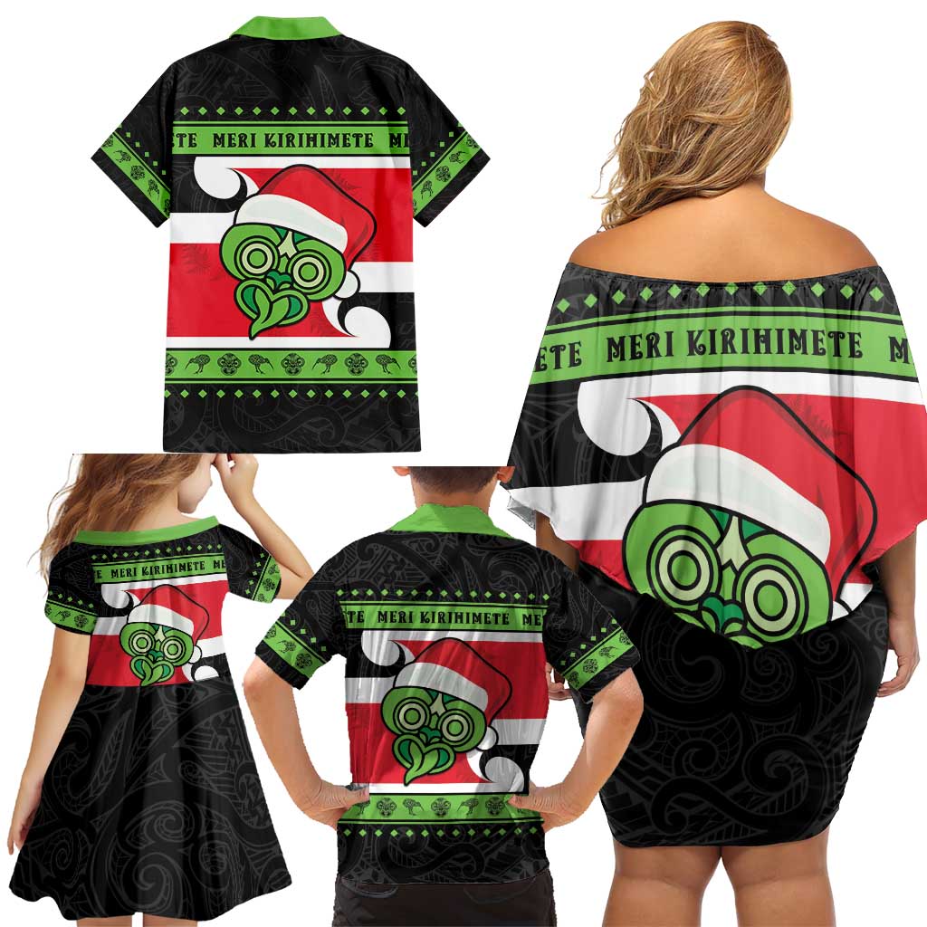 New Zealand Funny Christmas Family Matching Off Shoulder Short Dress and Hawaiian Shirt Maori Tiki LT05 - Polynesian Pride