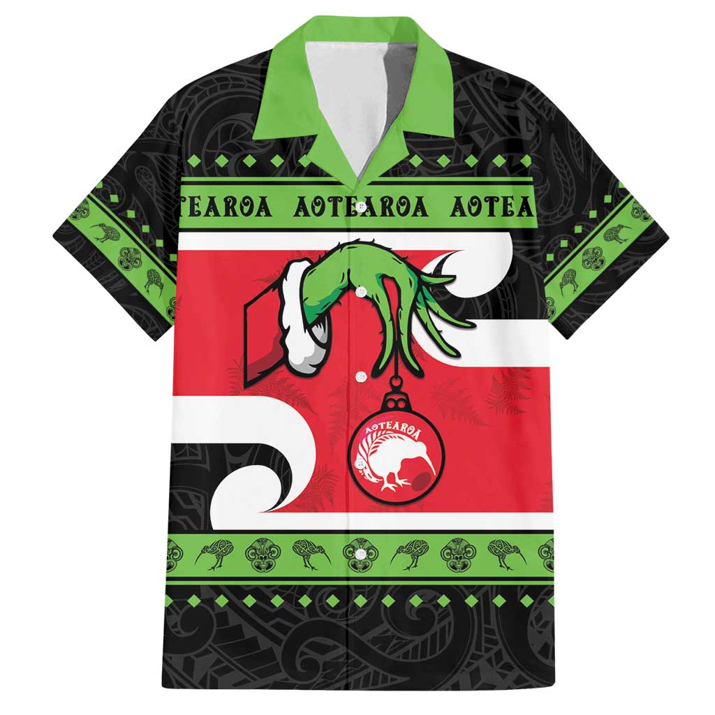New Zealand Funny Christmas Family Matching Summer Maxi Dress and Hawaiian Shirt Maori Tiki LT05 Dad's Shirt - Short Sleeve Black - Polynesian Pride