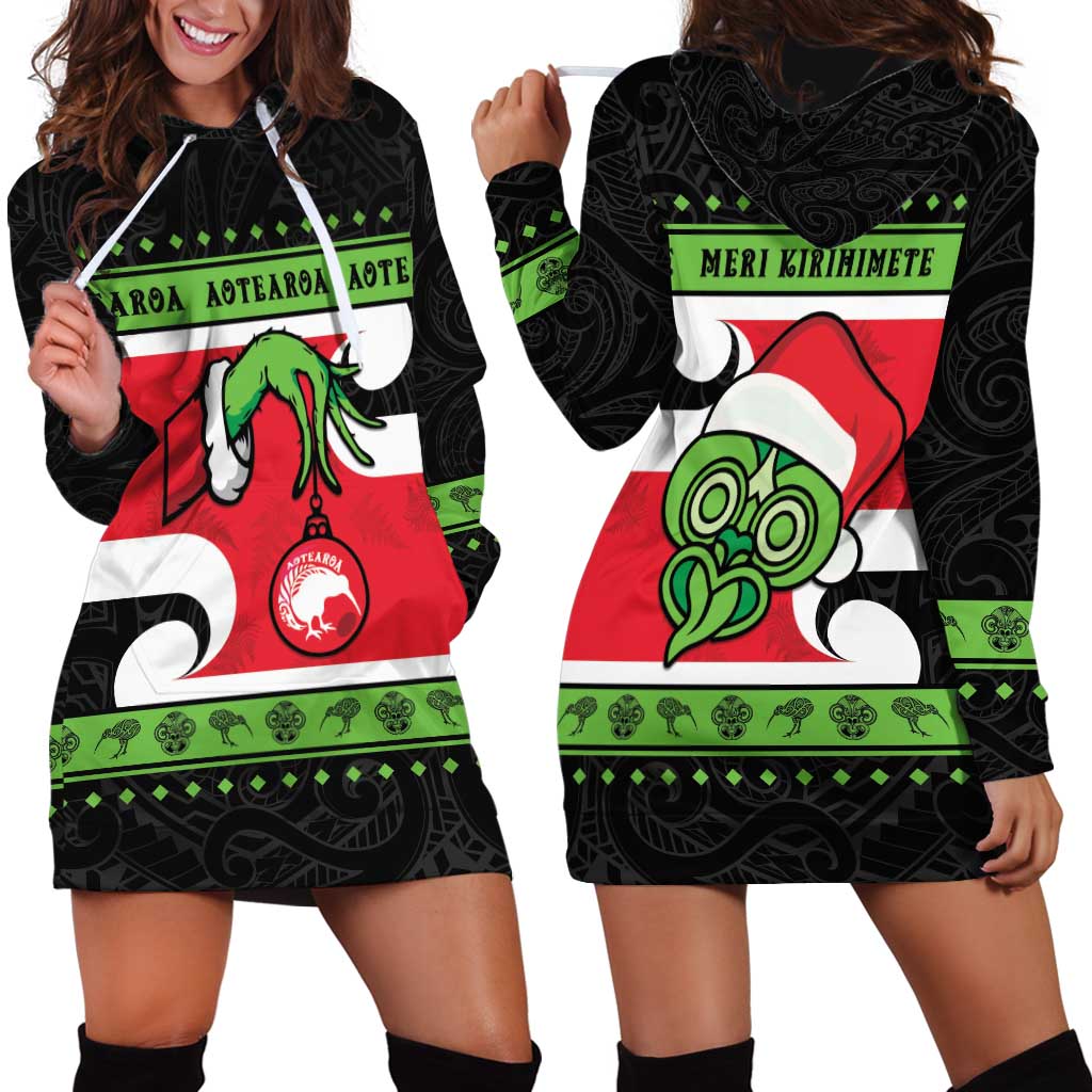 New Zealand Funny Christmas Hoodie Dress Maori Tiki LT05 - Polynesian Pride