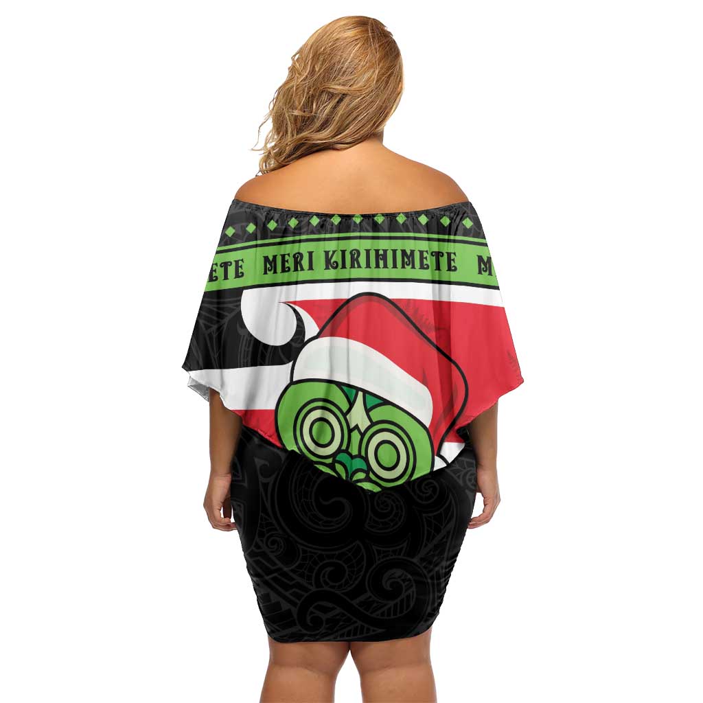 New Zealand Funny Christmas Off Shoulder Short Dress Maori Tiki LT05 - Polynesian Pride
