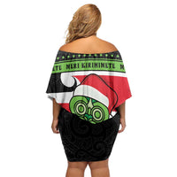 New Zealand Funny Christmas Off Shoulder Short Dress Maori Tiki LT05 - Polynesian Pride