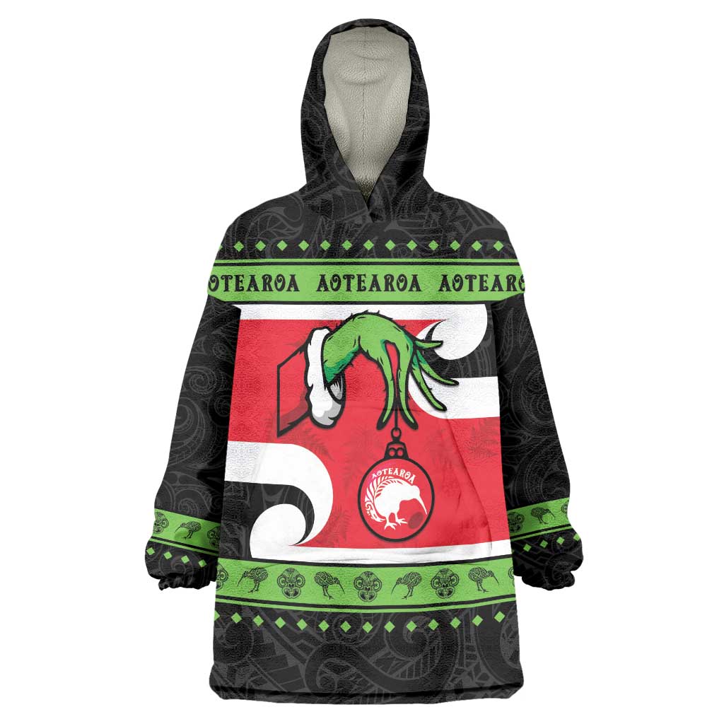New Zealand Funny Christmas Wearable Blanket Hoodie Maori Tiki LT05 One Size Black - Polynesian Pride