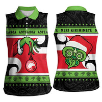 New Zealand Funny Christmas Women Sleeveless Polo Shirt Maori Tiki LT05 - Polynesian Pride