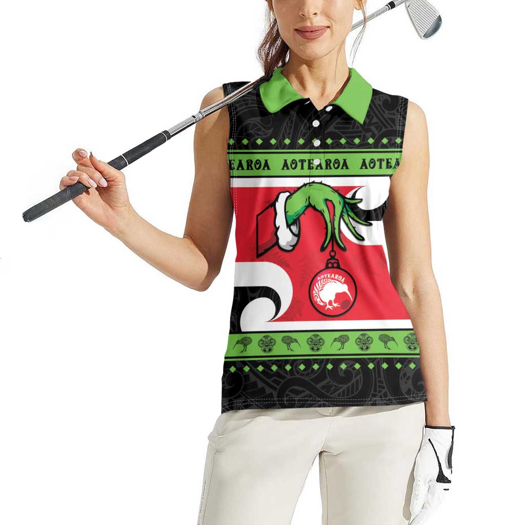 New Zealand Funny Christmas Women Sleeveless Polo Shirt Maori Tiki LT05 - Polynesian Pride