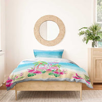 Hawaii Christmas Bedding Set Deck The Palms Holiday Flamingos