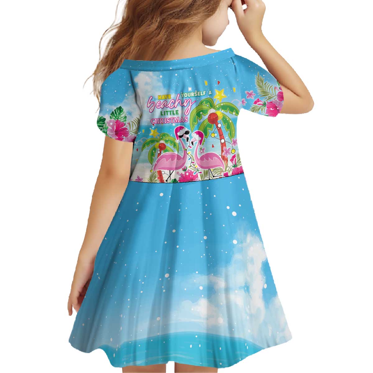 Hawaii Christmas Family Matching Off The Shoulder Long Sleeve Dress and Hawaiian Shirt Deck The Palms Holiday Flamingos LT05 - Polynesian Pride