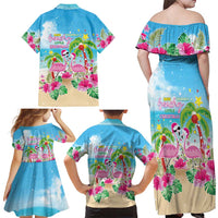 Hawaii Christmas Family Matching Off Shoulder Maxi Dress and Hawaiian Shirt Deck The Palms Holiday Flamingos LT05 - Polynesian Pride
