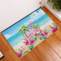 Hawaii Christmas Rubber Doormat Deck The Palms Holiday Flamingos LT05 - Polynesian Pride