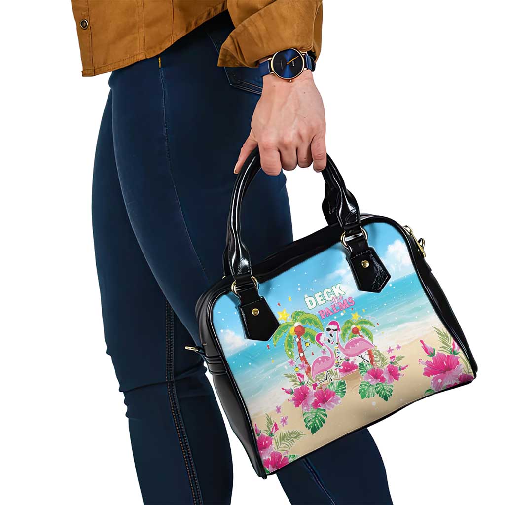 Hawaii Christmas Shoulder Handbag Deck The Palms Holiday Flamingos LT05 - Polynesian Pride