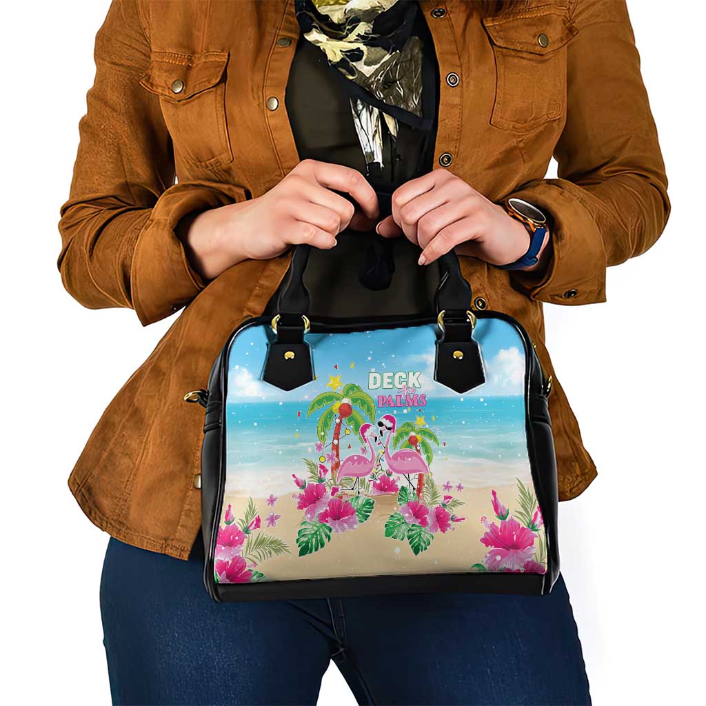 Hawaii Christmas Shoulder Handbag Deck The Palms Holiday Flamingos LT05 - Polynesian Pride