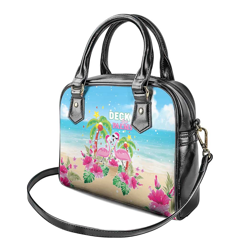 Hawaii Christmas Shoulder Handbag Deck The Palms Holiday Flamingos LT05 - Polynesian Pride