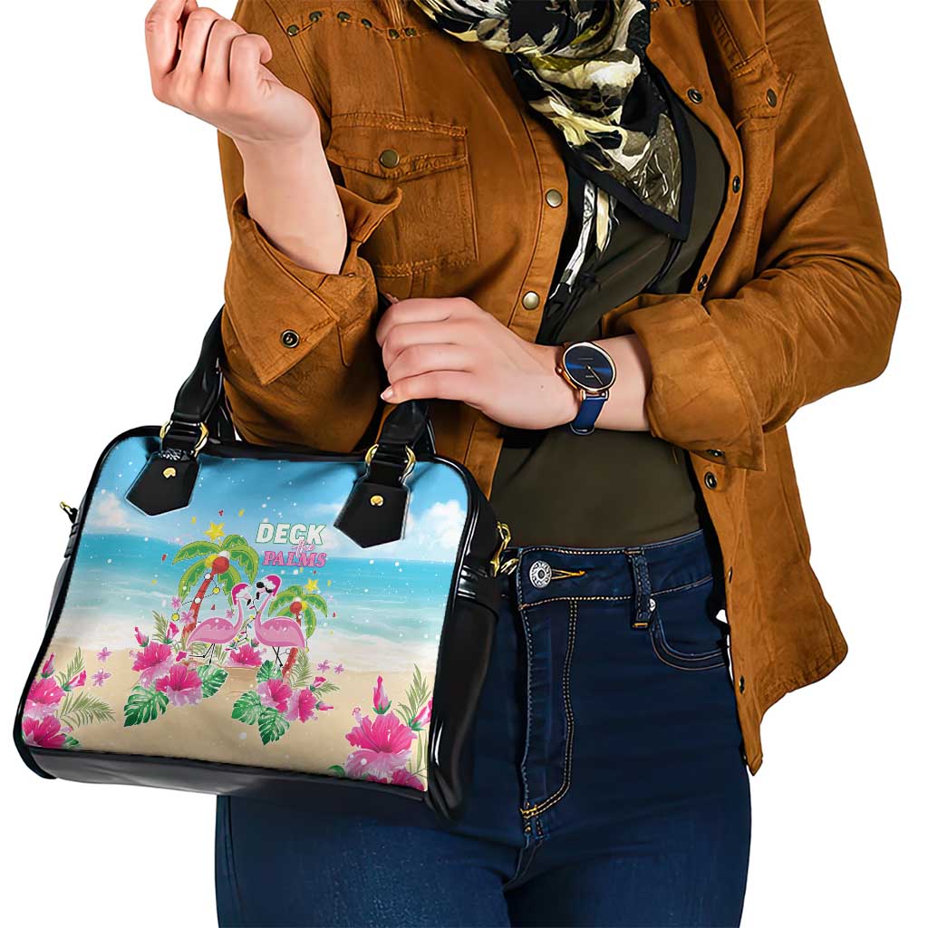 Hawaii Christmas Shoulder Handbag Deck The Palms Holiday Flamingos LT05 - Polynesian Pride