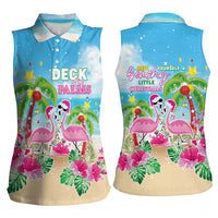 Hawaii Christmas Women Sleeveless Polo Shirt Deck The Palms Holiday Flamingos LT05 - Polynesian Pride