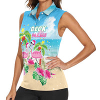Hawaii Christmas Women Sleeveless Polo Shirt Deck The Palms Holiday Flamingos LT05 - Polynesian Pride