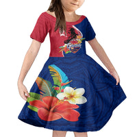 Guam Martin Luther King Jr Day Family Matching Summer Maxi Dress and Hawaiian Shirt LT05 Daughter's Dress Red - Polynesian Pride