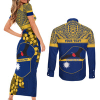 Personalised Repubrikin Naoero Independence Day Couples Matching Short Sleeve Bodycon Dress and Long Sleeve Button Shirt Tamanu With Coat Of Arms LT05 - Polynesian Pride