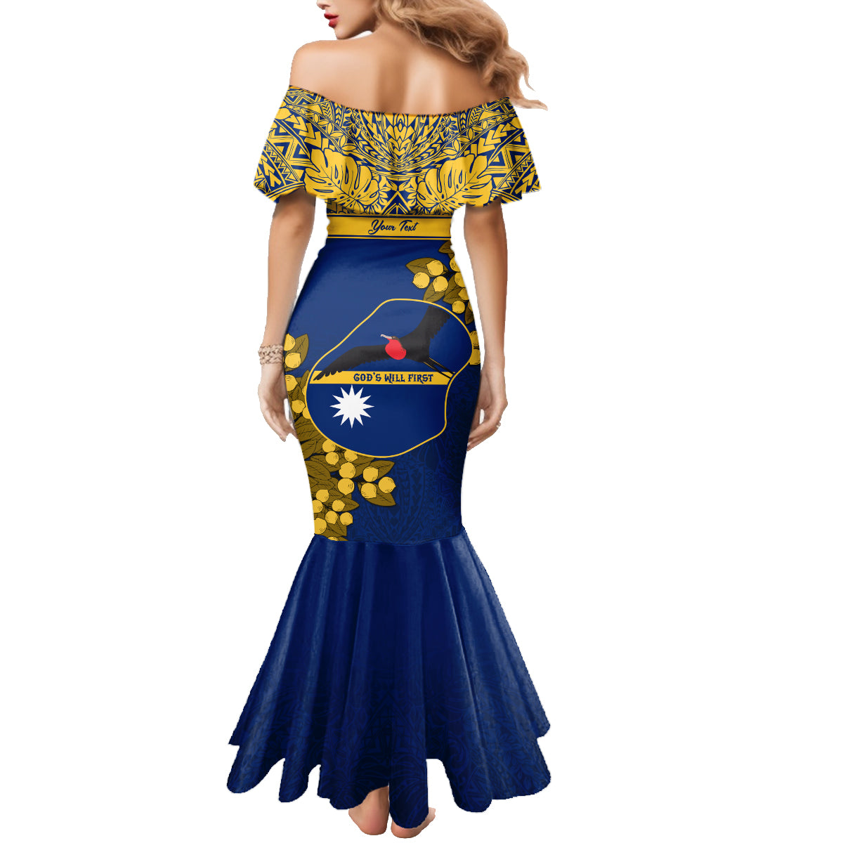 Personalised Repubrikin Naoero Independence Day Family Matching Mermaid Dress and Hawaiian Shirt Tamanu With Coat Of Arms LT05 - Polynesian Pride