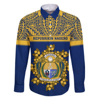 Personalised Repubrikin Naoero Independence Day Family Matching Puletasi Dress and Hawaiian Shirt Tamanu With Coat Of Arms LT05 Dad's Shirt - Long Sleeve Yellow - Polynesian Pride