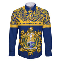 Personalised Repubrikin Naoero Independence Day Family Matching Summer Maxi Dress and Hawaiian Shirt Tamanu With Coat Of Arms LT05 Dad's Shirt - Long Sleeve Yellow - Polynesian Pride