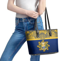 Repubrikin Naoero Independence Day Leather Tote Bag Tamanu With Coat Of Arms LT05 - Polynesian Pride