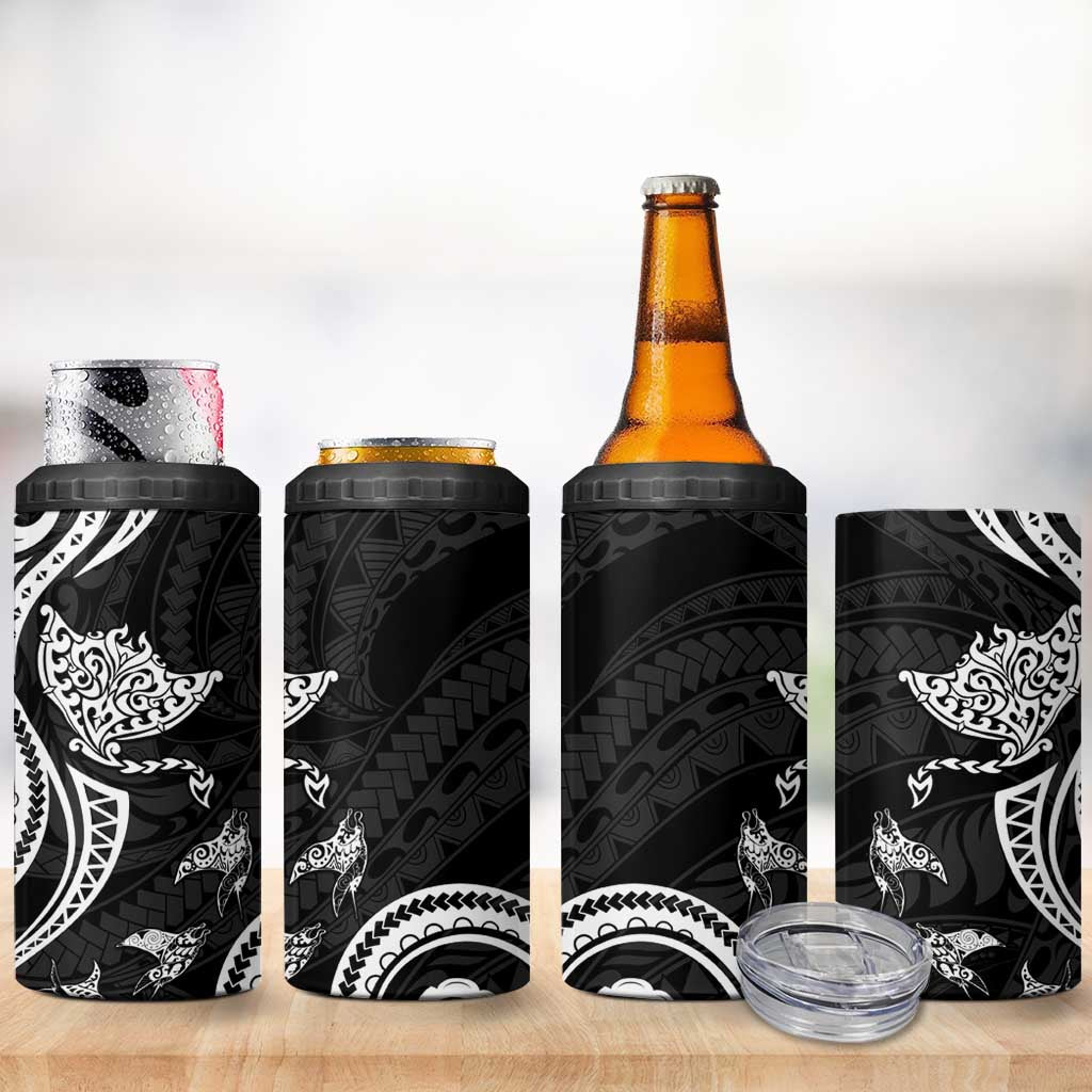 Hawaii Manta Ray 4 in 1 Can Cooler Tumbler Polynesian Art Tattoo