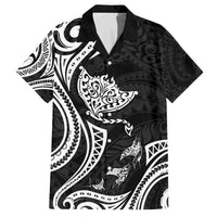 Hawaii Manta Ray Family Matching Off The Shoulder Long Sleeve Dress and Hawaiian Shirt Polynesian Art Tattoo LT05 Dad's Shirt - Short Sleeve Black - Polynesian Pride