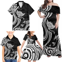 Hawaii Manta Ray Family Matching Off Shoulder Maxi Dress and Hawaiian Shirt Polynesian Art Tattoo LT05 - Polynesian Pride