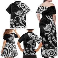 Hawaii Manta Ray Family Matching Off Shoulder Maxi Dress and Hawaiian Shirt Polynesian Art Tattoo LT05 - Polynesian Pride