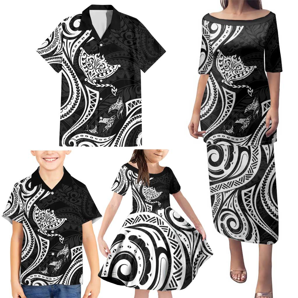 Hawaii Manta Ray Family Matching Puletasi and Hawaiian Shirt Polynesian Art Tattoo LT05 - Polynesian Pride