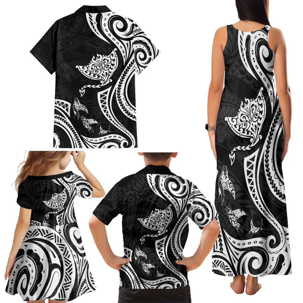 Hawaii Manta Ray Family Matching Tank Maxi Dress and Hawaiian Shirt Polynesian Art Tattoo