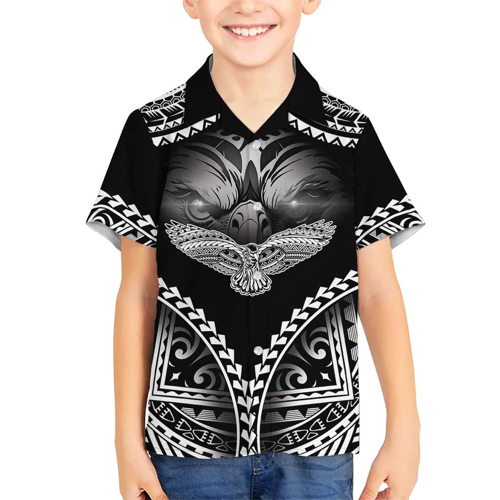 Hawaiian Hawk Kid Hawaiian Shirt Polynesian Pattern Style LT05 Kid Black - Polynesian Pride