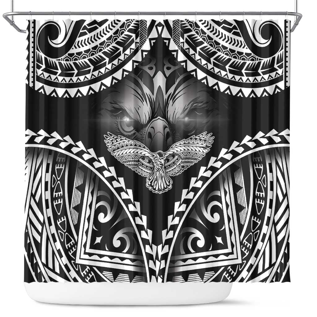 Hawaiian Hawk Shower Curtain Polynesian Pattern Style LT05 Black - Polynesian Pride
