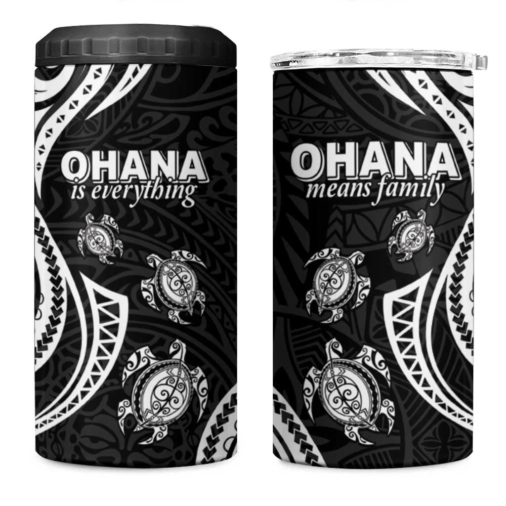 Hawaii Ohana Means Family 4 in 1 Can Cooler Tumbler Sea Turtle Polynesian Style LT05 One Size: 16 oz Black - Polynesian Pride