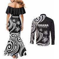 Hawaii Ohana Means Family Couples Matching Mermaid Dress and Long Sleeve Button Shirt Sea Turtle Polynesian Style LT05 - Polynesian Pride