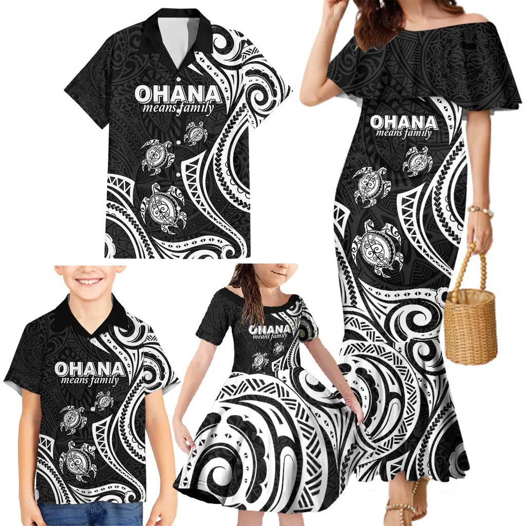 Hawaii Ohana Means Family Family Matching Mermaid Dress and Hawaiian Shirt Sea Turtle Polynesian Style LT05 - Polynesian Pride