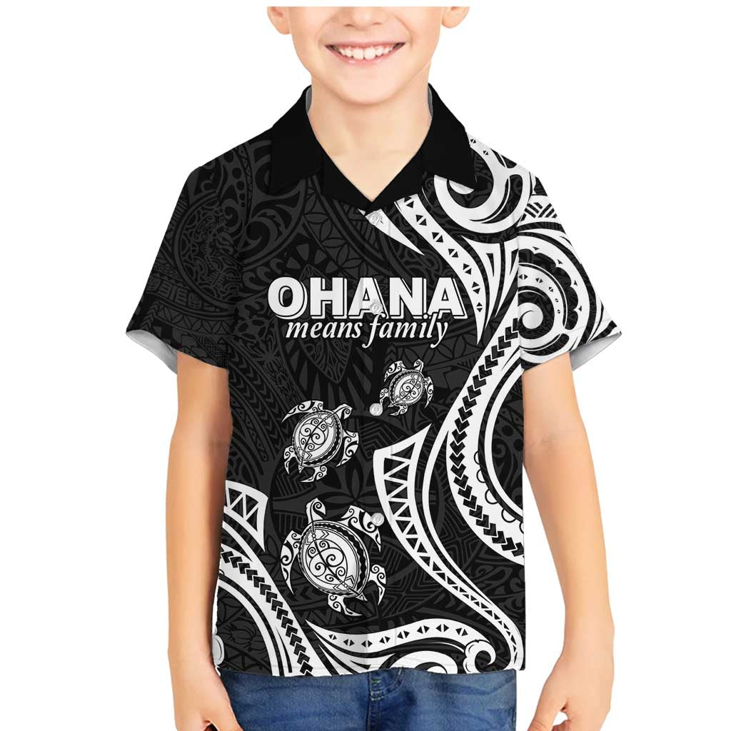 Hawaii Ohana Means Family Family Matching Mermaid Dress and Hawaiian Shirt Sea Turtle Polynesian Style LT05 Son's Shirt Black - Polynesian Pride