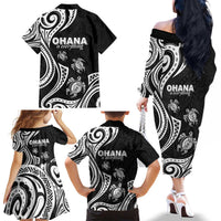 Hawaii Ohana Means Family Family Matching Off The Shoulder Long Sleeve Dress and Hawaiian Shirt Sea Turtle Polynesian Style LT05 - Polynesian Pride