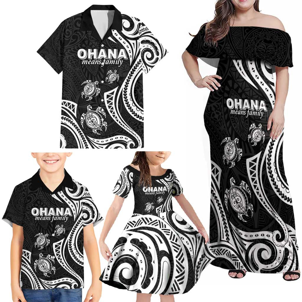 Hawaii Ohana Means Family Family Matching Off Shoulder Maxi Dress and Hawaiian Shirt Sea Turtle Polynesian Style LT05 - Polynesian Pride