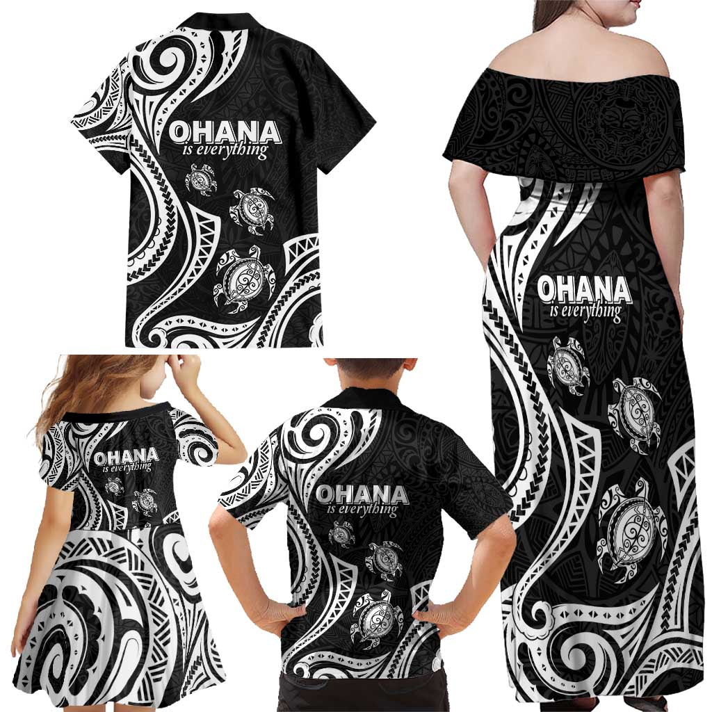 Hawaii Ohana Means Family Family Matching Off Shoulder Maxi Dress and Hawaiian Shirt Sea Turtle Polynesian Style LT05 - Polynesian Pride