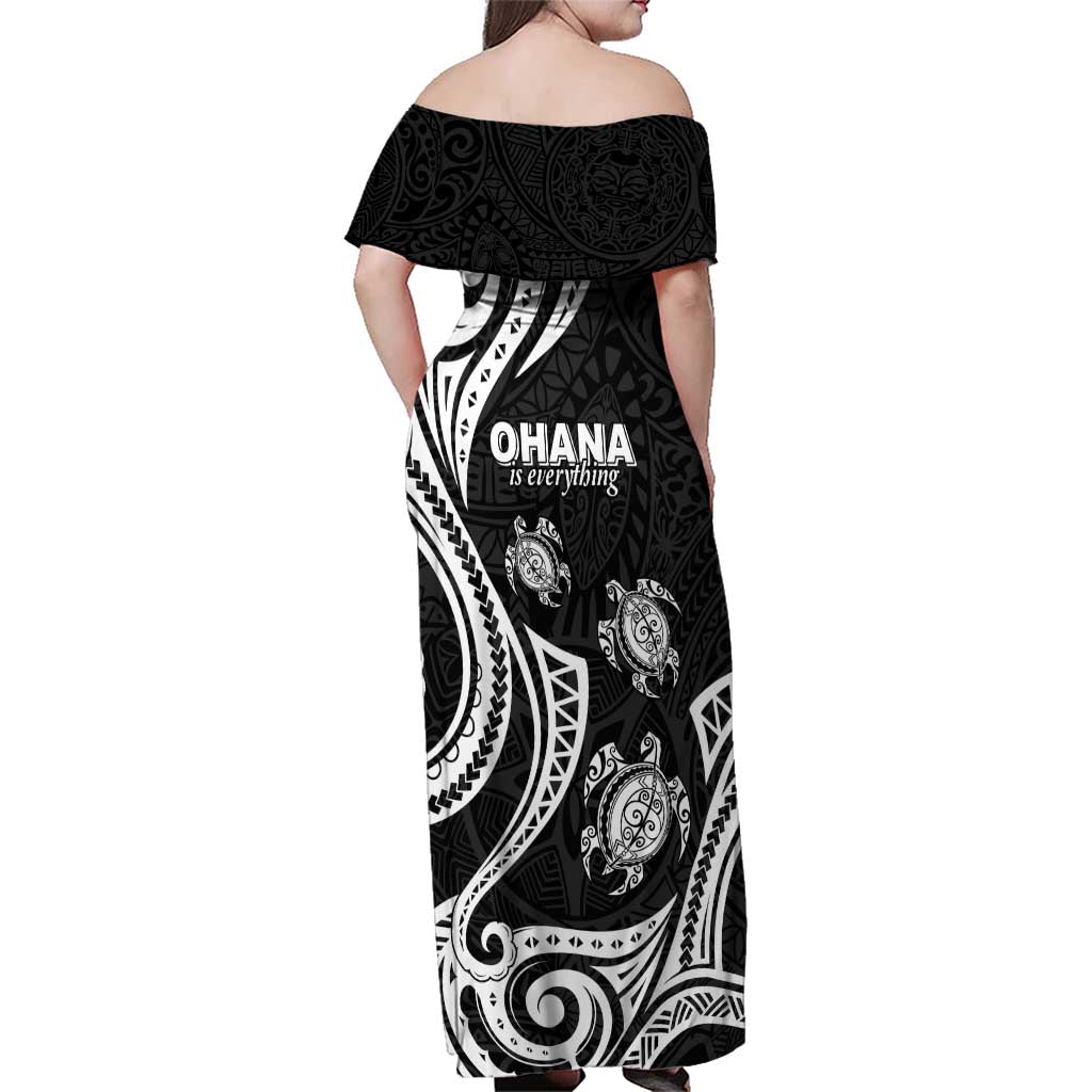 Hawaii Ohana Means Family Family Matching Off Shoulder Maxi Dress and Hawaiian Shirt Sea Turtle Polynesian Style LT05 - Polynesian Pride