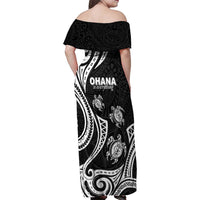 Hawaii Ohana Means Family Family Matching Off Shoulder Maxi Dress and Hawaiian Shirt Sea Turtle Polynesian Style LT05 - Polynesian Pride