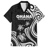 Hawaii Ohana Means Family Family Matching Off Shoulder Short Dress and Hawaiian Shirt Sea Turtle Polynesian Style LT05 Dad's Shirt - Short Sleeve Black - Polynesian Pride