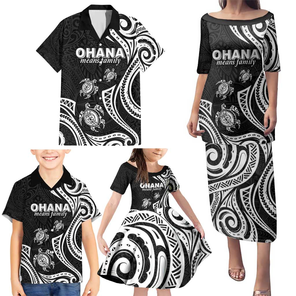 Hawaii Ohana Means Family Family Matching Puletasi and Hawaiian Shirt Sea Turtle Polynesian Style LT05 - Polynesian Pride