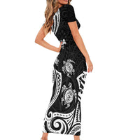 Hawaii Ohana Means Family Family Matching Short Sleeve Bodycon Dress and Hawaiian Shirt Sea Turtle Polynesian Style LT05 - Polynesian Pride