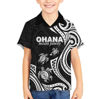 Hawaii Ohana Means Family Family Matching Short Sleeve Bodycon Dress and Hawaiian Shirt Sea Turtle Polynesian Style LT05 Son's Shirt Black - Polynesian Pride